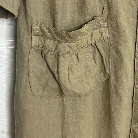 Transit Par-Such Green V-Neck Above Knee Button Front Long Sleeve Dress Size 4 - Picture 6 of 16